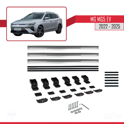 Kompatibel mit MG 5 EV 2022-2025 BASIC Model Relingträger Dachträger Auto Gepäckträger Grau Aluminium 3 Stangen