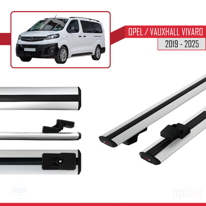 Compatible avec Opel Vivaro C 2019-2025 BASIC Model Barres de Toit Railing Porte-Bagages de Voiture Gris Aluminium 2 Barres