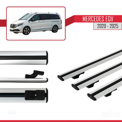Kompatibel mit Mercedes EQV (W447) 2020-2025 BASIC Model Relingträger Dachträger Auto Gepäckträger Grau Aluminium 3 Stangen
