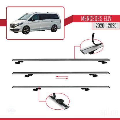 Kompatibel mit Mercedes EQV (W447) 2020-2025 BASIC Model Relingträger Dachträger Auto Gepäckträger Grau Aluminium 4 Stangen