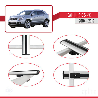 Kompatibel mit Cadillac SRX 2004-2016 BASIC Modell Dachgepäckträger, graues Aluminium, 3 Stangen