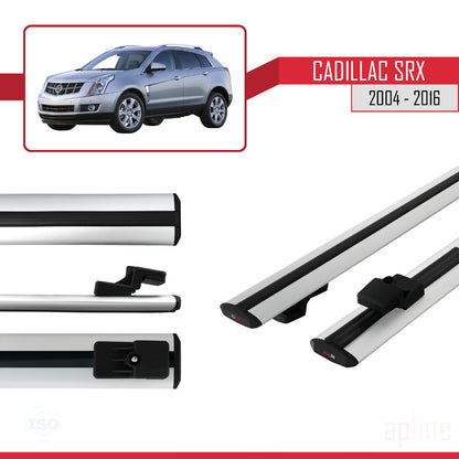 Kompatibel mit Cadillac SRX 2004-2016 BASIC Modell Dachgepäckträger, graues Aluminium, 2 Stangen