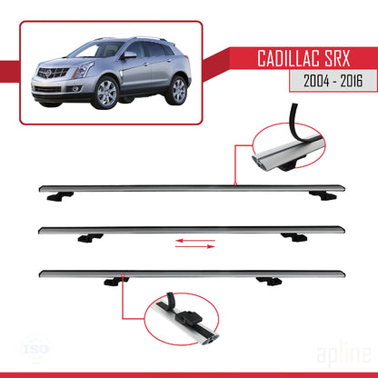 Kompatibel mit Cadillac SRX 2004-2016 BASIC Modell Dachgepäckträger, graues Aluminium, 2 Stangen