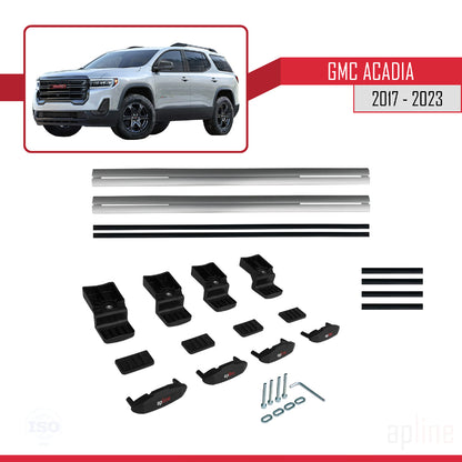 Kompatibel mit GMC Acadia 2017-2023 Basismodell Dachreling Gepäckträger Graues Aluminium 2 Stangen