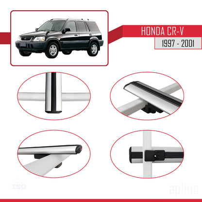 Kompatibel mit Honda CR-V 1997-2001 BASIC Model Relingträger Dachträger Auto Gepäckträger Grau Aluminium 2 Stangen