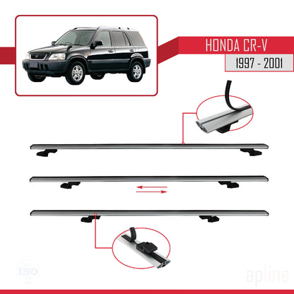 Kompatibel mit Honda CR-V 1997-2001 BASIC Model Relingträger Dachträger Auto Gepäckträger Grau Aluminium 2 Stangen