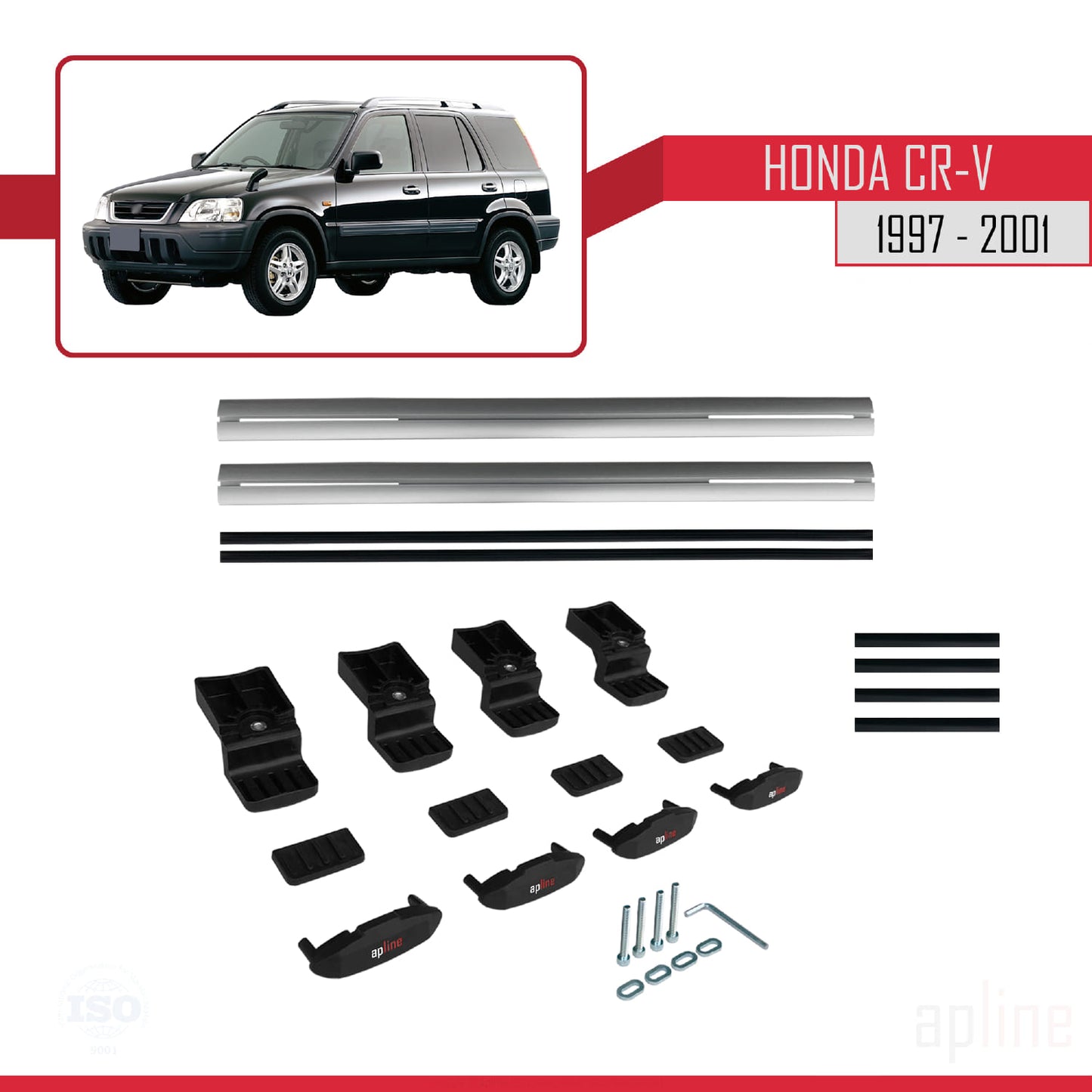 Kompatibel mit Honda CR-V 1997-2001 BASIC Model Relingträger Dachträger Auto Gepäckträger Grau Aluminium 2 Stangen