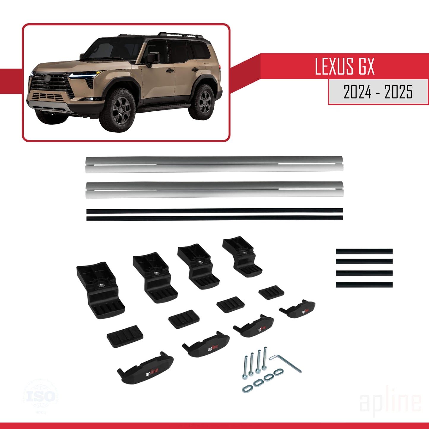 Kompatibel mit Lexus GX 2024-2025 BASIC Model Relingträger Dachträger Auto Gepäckträger Grau Aluminium 2 Stangen