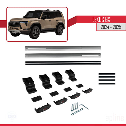 Kompatibel mit Lexus GX 2024-2025 BASIC Model Relingträger Dachträger Auto Gepäckträger Grau Aluminium 2 Stangen
