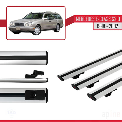 Kompatibel mit Mercedes E Class S210 Wagon 1998-2002 BASIC Model Relingträger Dachträger Auto Gepäckträger Grau Aluminium 3 Stangen