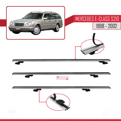 Kompatibel mit Mercedes E Class S210 Wagon 1998-2002 BASIC Model Relingträger Dachträger Auto Gepäckträger Grau Aluminium 3 Stangen
