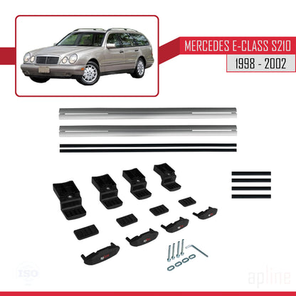 Kompatibel mit Mercedes E Class S210 Wagon 1998-2002 BASIC Model Relingträger Dachträger Auto Gepäckträger Grau Aluminium 2 Stangen