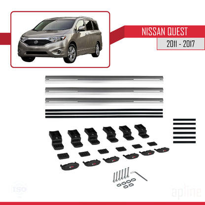 Compatible avec Nissan Quest 2011-2017 BASIC Model Barres de Toit Railing Porte-Bagages de Voiture Gris Aluminium 3 Barres