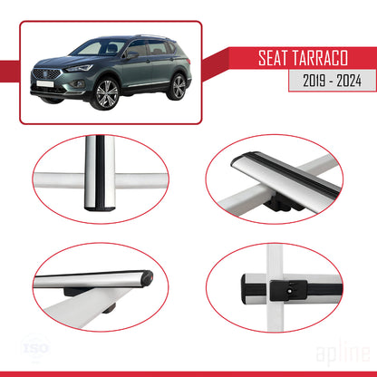 Compatible avec Seat Tarraco 2019-2024 BASIC Model Barres de Toit Railing Porte-Bagages de Voiture Gris Aluminium 2 Barres