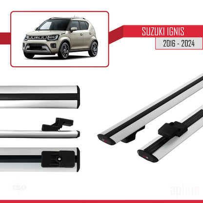 Compatible avec Suzuki Ignis 2016-2024 BASIC Model Barres de Toit Railing Porte-Bagages de Voiture Gris Aluminium 2 Barres