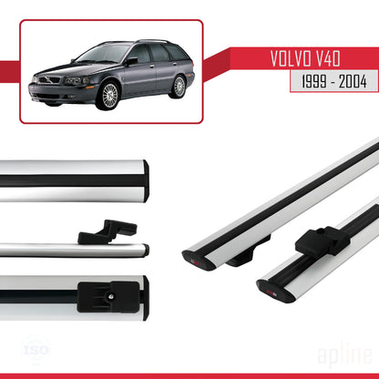 Compatible avec Volvo V40 1999-2004 BASIC Model Barres de Toit Railing Porte-Bagages de Voiture Gris Aluminium 2 Barres