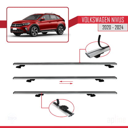 Compatible avec VW Nivus 2020-2024 BASIC Model Barres de Toit Railing Porte-Bagages de Voiture Gris Aluminium 3 Barres