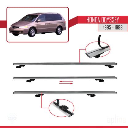 Compatible avec Honda Odyssey 1995-1998 BASIC Model Barres de Toit Railing Porte-Bagages de Voiture Gris Aluminium 3 Barres