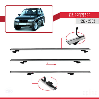 Kompatibel mit Kia Sportage 1997-2002 BASIC Model Relingträger Dachträger Auto Gepäckträger Grau Aluminium 2 Stangen