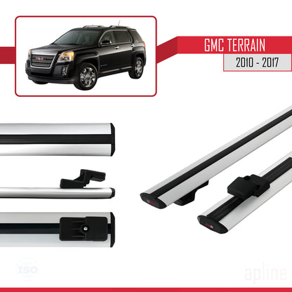Kompatibel mit GMC Terrain 2010-2017 BASIC Modell Dachreling Gepäckträger Graues Aluminium 2 Stangen