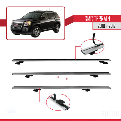 Kompatibel mit GMC Terrain 2010-2017 BASIC Modell Dachreling Gepäckträger Graues Aluminium 2 Stangen