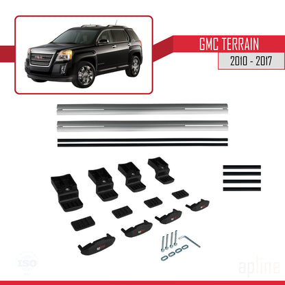 Kompatibel mit GMC Terrain 2010-2017 BASIC Modell Dachreling Gepäckträger Graues Aluminium 2 Stangen