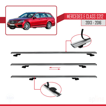 Kompatibel mit Mercedes E Class S212 2013-2016 BASIC Model Relingträger Dachträger Auto Gepäckträger Grau Aluminium 3 Stangen