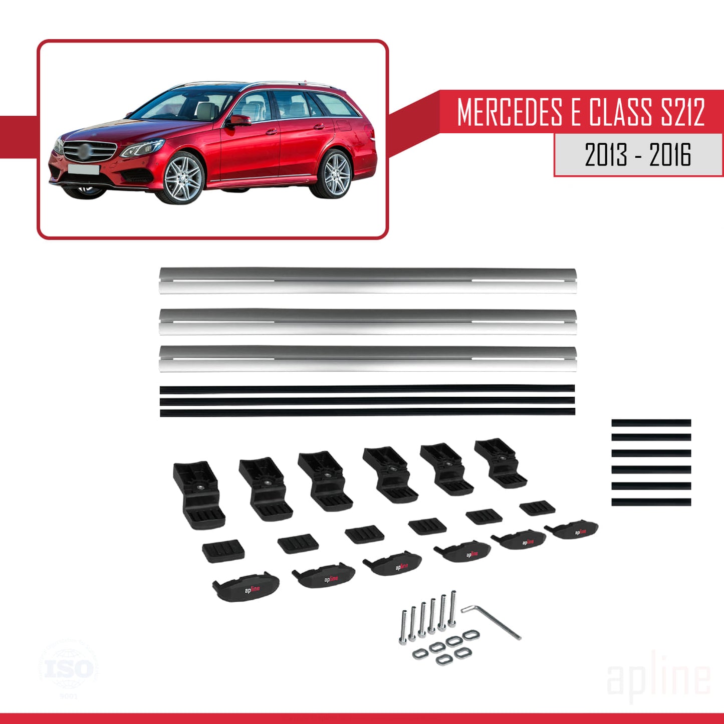 Kompatibel mit Mercedes E Class S212 2013-2016 BASIC Model Relingträger Dachträger Auto Gepäckträger Grau Aluminium 3 Stangen