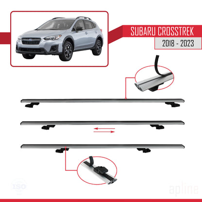 Compatible avec Subaru Crosstrek 2018-2023 BASIC Model Barres de Toit Railing Porte-Bagages de Voiture Gris Aluminium 2 Barres