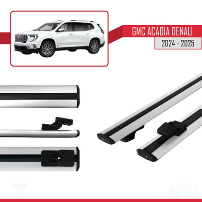 Kompatibel mit GMC Acadia Denali 2024-2025 BASIC Modell Dachreling Gepäckträger Graues Aluminium 2 Stangen