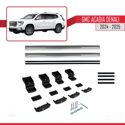 Kompatibel mit GMC Acadia Denali 2024-2025 BASIC Modell Dachreling Gepäckträger Graues Aluminium 2 Stangen