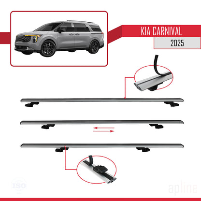 Compatible avec Kia Carnival 2025 BASIC Model Barres de Toit Railing Porte-Bagages de Voiture Gris Aluminium 2 Barres
