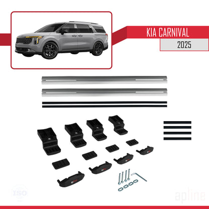 Compatible avec Kia Carnival 2025 BASIC Model Barres de Toit Railing Porte-Bagages de Voiture Gris Aluminium 2 Barres