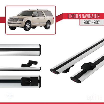 Compatible avec Lincoln Navigator 2007-2017 BASIC Model Barres de Toit Railing Porte-Bagages de Voiture Gris Aluminium 2 Barres