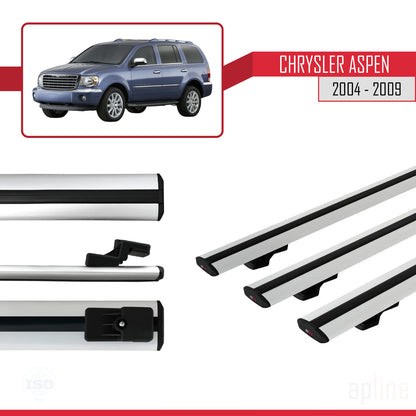 Compatible with Chrysler Aspen 2004-2009 BASIC Model Car Roof Rack Cross Bar Grey Aluminium 3 Bars