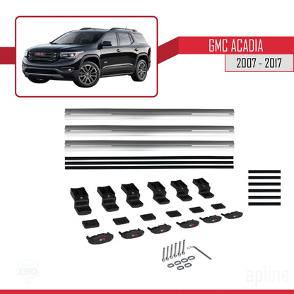 Kompatibel mit GMC Acadia 2007-2017 Basismodell Dachreling Gepäckträger Graues Aluminium 3-Stangen