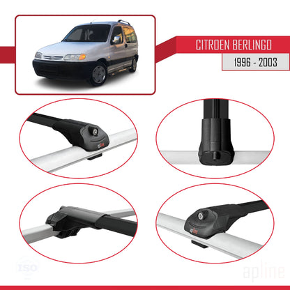 Kompatibel mit Citroen Berlingo (M49) 1996-2003 ACE-1 Relingträger Dachträger Auto Gepäckträger Schwarz Aluminium 3 Stangen