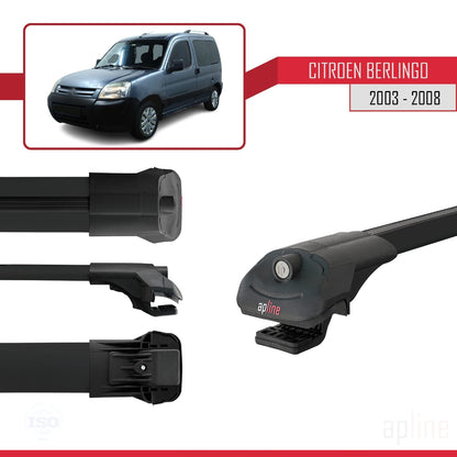Compatible with Citroen Berlingo (M59) 2003-2008 ACE-1 Car Roof Rack Cross Bar Black Aluminium 3 Bars