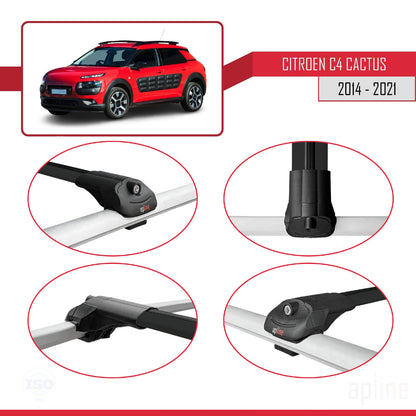 Kompatibel mit Citroen C4 Cactus 2014-2021 ACE-1 Dachgepäckträger, Reling, Gepäckträger, schwarzes Aluminium, 3 Stangen