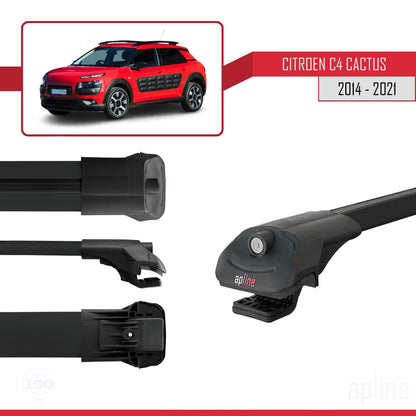 Kompatibel mit Citroen C4 Cactus 2014-2021 ACE-1 Dachgepäckträger, Reling, Gepäckträger, schwarzes Aluminium, 2 Stangen