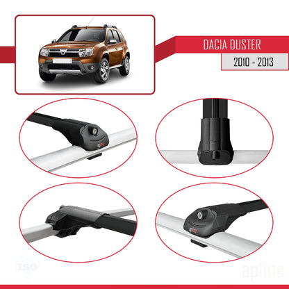 Kompatibel mit Dacia Duster (HS) Vor-Facelift 2010-2013 ACE-1 Dachgepäckträger, Reling, Gepäckträger, schwarzes Aluminium, 3 Stangen