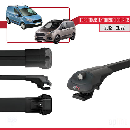 Kompatibel mit Ford Transit/Tourneo Courier Post-Facelift 2018-2022 ACE-1 Relingträger Dachträger Auto Gepäckträger Schwarz Aluminium 4 Stangen