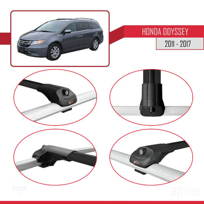 Kompatibel mit Honda Odyssey 2011-2017 ACE-1 Relingträger Dachträger Auto Gepäckträger Schwarz Aluminium 3 Stangen