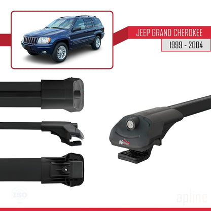 Compatible with Jeep Grand Cherokee 2 (WJ) 1999-2004 ACE-1 Car Roof Rack Cross Bar Black Aluminium 3 Bars