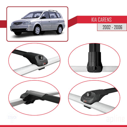 Kompatibel mit Kia Carens Post-Facelift 2002-2006 ACE-1 Relingträger Dachträger Auto Gepäckträger Schwarz Aluminium 3 Stangen