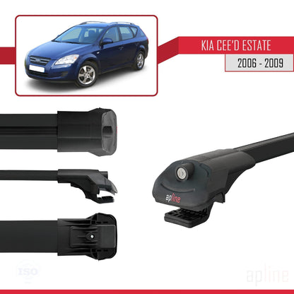 Kompatibel mit Kia Ceed (ED) Combi Pre-Facelift 2006-2009 ACE-1 Relingträger Dachträger Auto Gepäckträger Schwarz Aluminium 2 Stangen