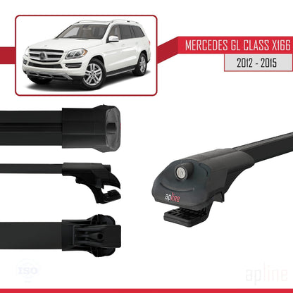 Kompatibel mit Mercedes GL Klasse 2 (X166) Pre-Facelift 2013-2015 ACE-1 Relingträger Dachträger Auto Gepäckträger Schwarz Aluminium 2 Stangen