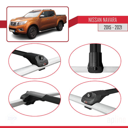 Compatible with Nissan Navara 4 (D23) 2015-2021 ACE-1 Car Roof Rack Cross Bar Black Aluminium 3 Bars