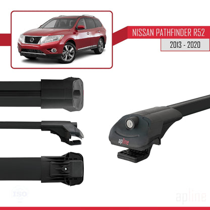 Compatible avec Nissan Pathfinder 4 (R52) 2013-2020 ACE-1 Barres de Toit Railing Porte-Bagages de Voiture Noir Aluminium 3 Barres