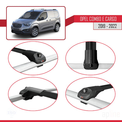 Compatible avec Opel Combo E Cargo 2019-2022 ACE-1 Barres de Toit Railing Porte-Bagages de Voiture Noir Aluminium 4 Barres